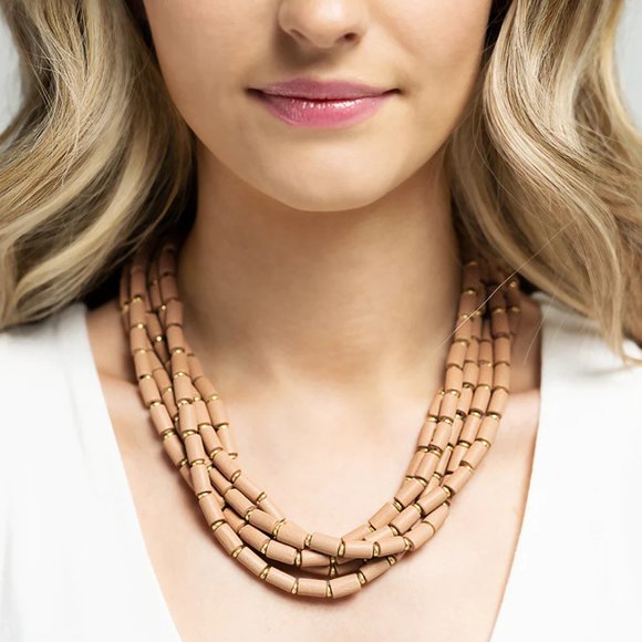 Bohemian Layered Wood Bead Statement Necklace - Picture 4 of 5